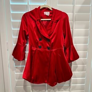 Red Satin Blazer Jacket